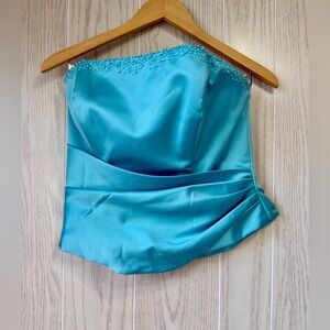 Alfred Angelo Turquoise Beaded Strapless Corset Top Size 14 NWT